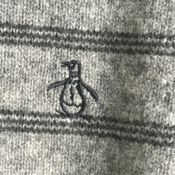 Penguin lamb wool gray striped sweater size large office career - Picture 3 of 7
